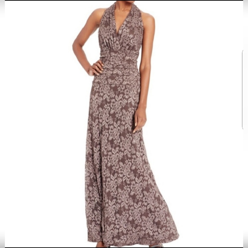 Nine West Lace Halter Evening Gown